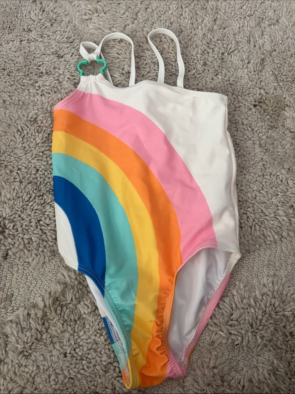 Girls' White Rainbow One-Piece Swimsuit - 4T